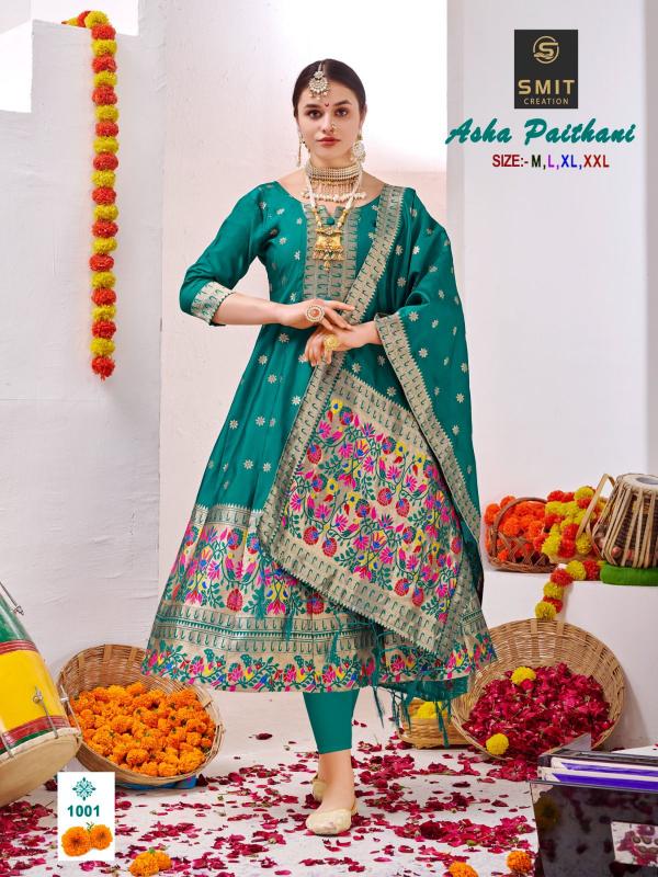 Smit Asha Paithani Ocassional Wear Silk Kurti With Dupatta Collection